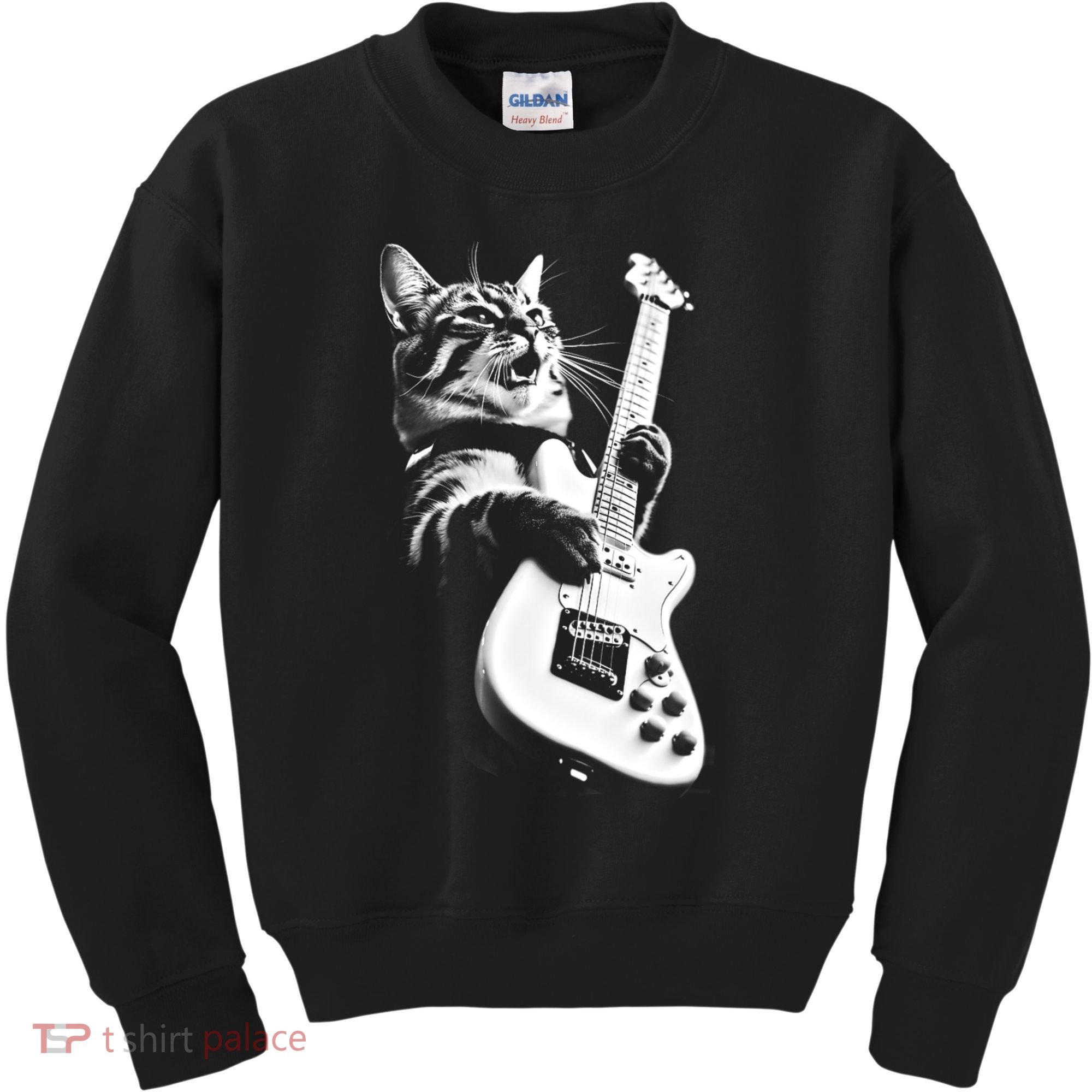 Rock Cat Playing Guitar Kids Sweatshirt