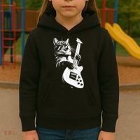 Rock Cat Playing Guitar Kids Hoodie thumb 3