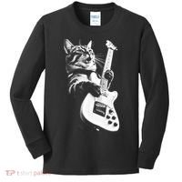 Rock Cat Playing Guitar Kids Long Sleeve Shirt thumb 0