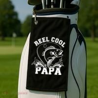 Reel cool Papa dad fishing Golf Towel thumb 2