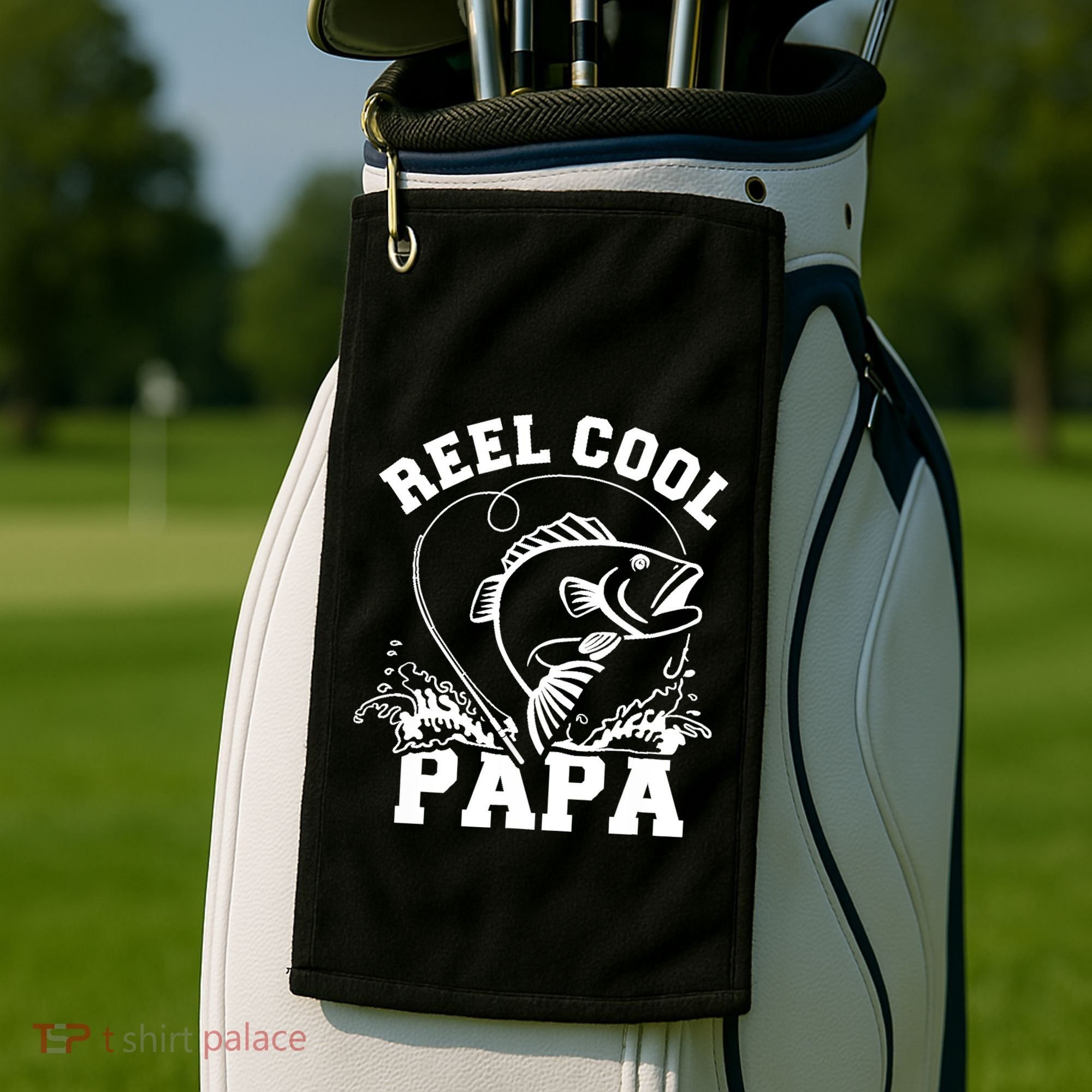 Reel cool Papa dad fishing Golf Towel