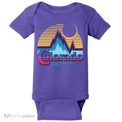 Retro Colorado Rocky Mountains Baby Bodysuit