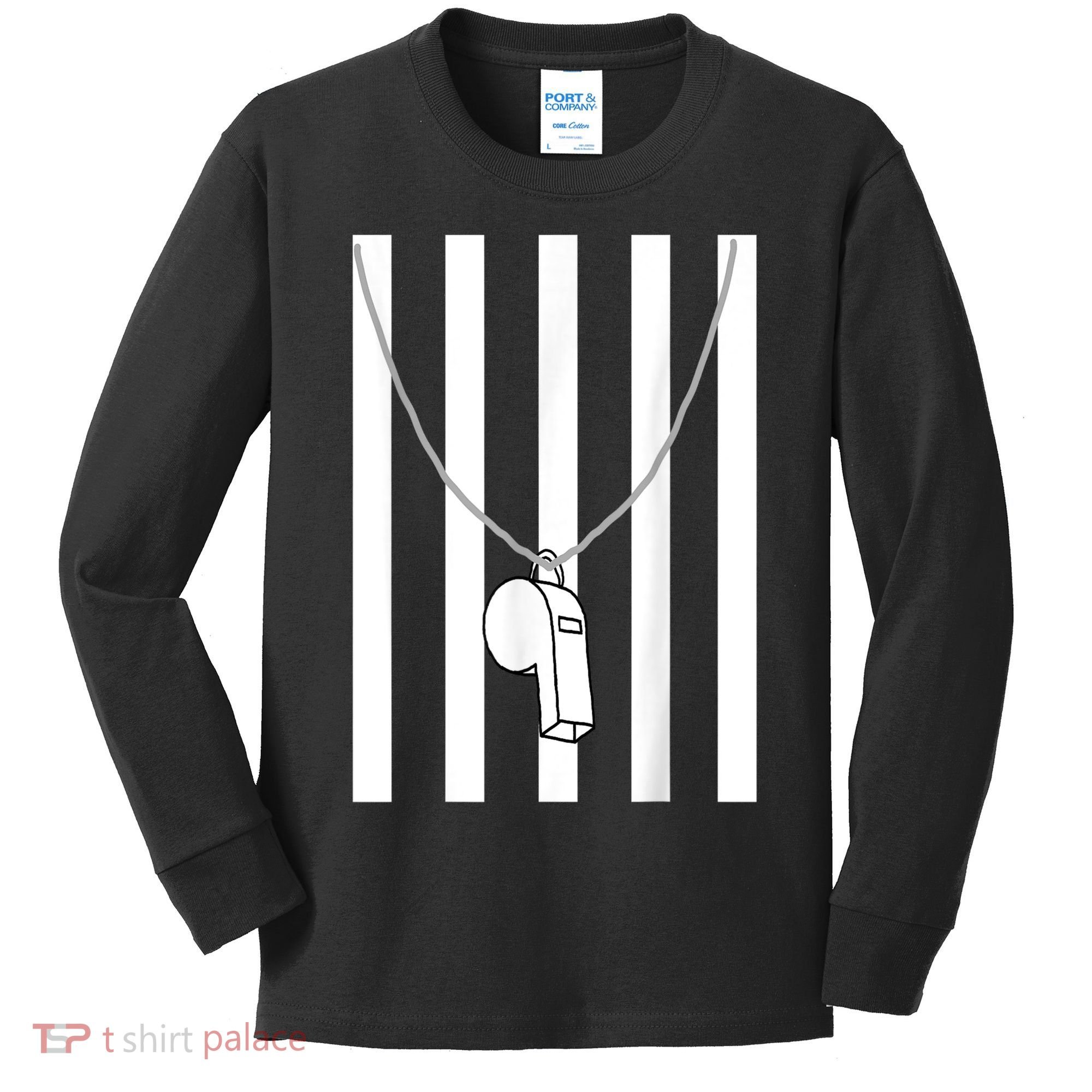 Referee Costume Ref Whistle Refereeing Linesman Umpire Kids Long Sleeve Shirt