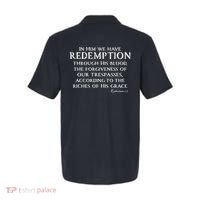 Redeemed Collection Redeemed By The Blood Of Jesus Ephesians 1:7 Front And Back Polo thumb 1
