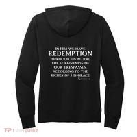 Redeemed Collection Redeemed By The Blood Of Jesus Ephesians 1:7 Front And Back Women's Hoodie thumb 1
