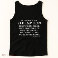 Redeemed Collection Redeemed By The Blood Of Jesus Ephesians 1:7 Front And Back Tank Top thumb 5