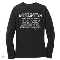Redeemed Collection Redeemed By The Blood Of Jesus Ephesians 1:7 Front And Back Women's Long Sleeve Shirt thumb 1