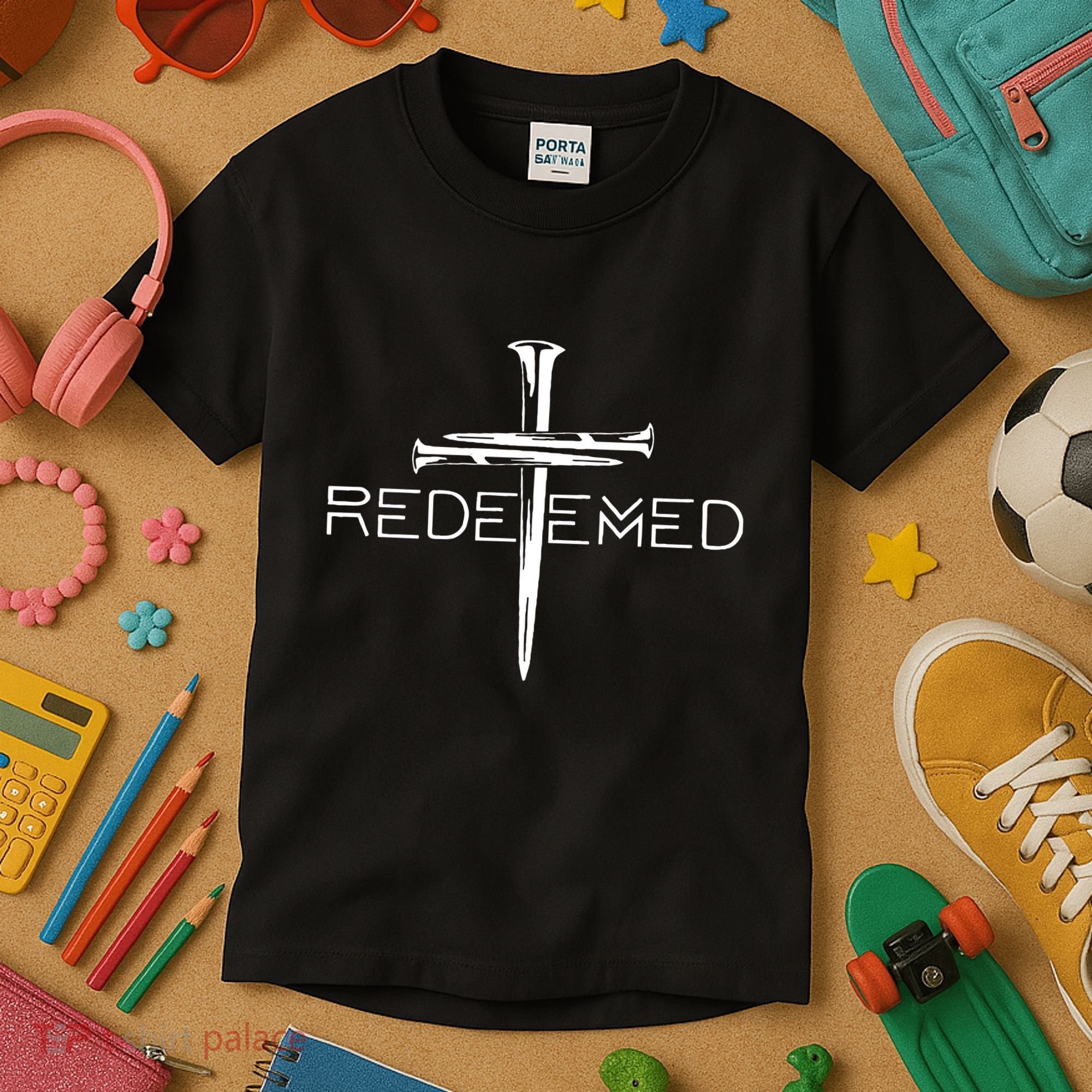 Redeemed Collection Redeemed By The Blood Of Jesus Ephesians 1:7 Front And Back Kids T-Shirt