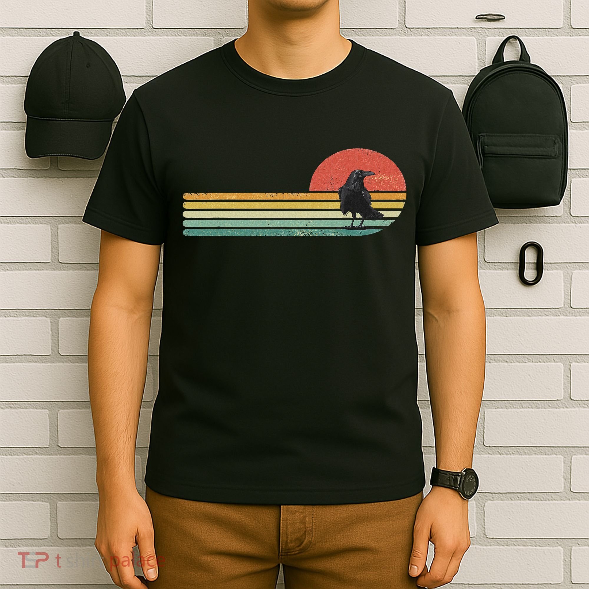 Raven Crow Retro Style Animal Bird Lover Bird Watcher T-Shirt