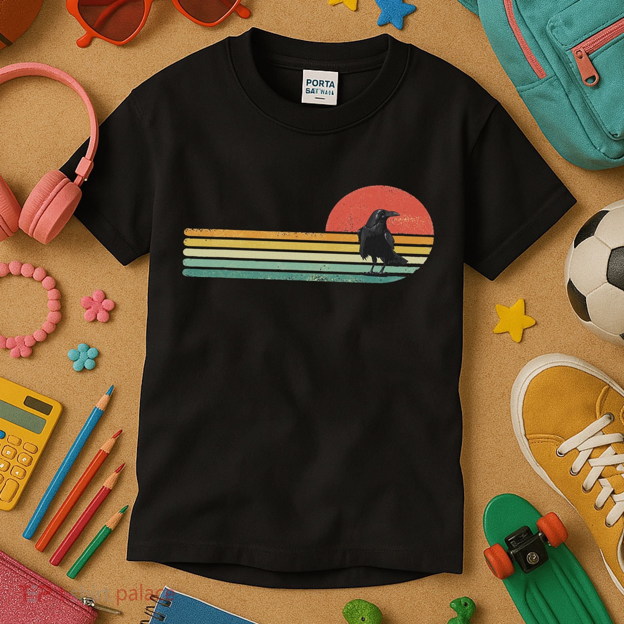Raven Crow Retro Style Animal Bird Lover Bird Watcher Kids T-Shirt