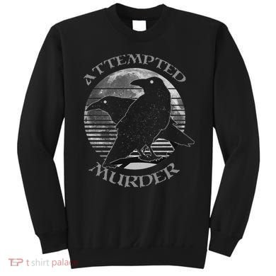 Raven Crow Retro Moon Attempted Murder Wiccan Pagan Sweatshirt