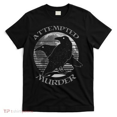 Raven Crow Retro Moon Attempted Murder Wiccan Pagan T-Shirt
