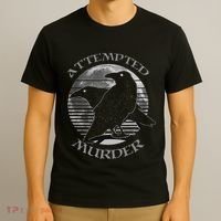 Raven Crow Retro Moon Attempted Murder Wiccan Pagan T-Shirt thumb 3