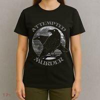 Raven Crow Retro Moon Attempted Murder Wiccan Pagan T-Shirt thumb 4