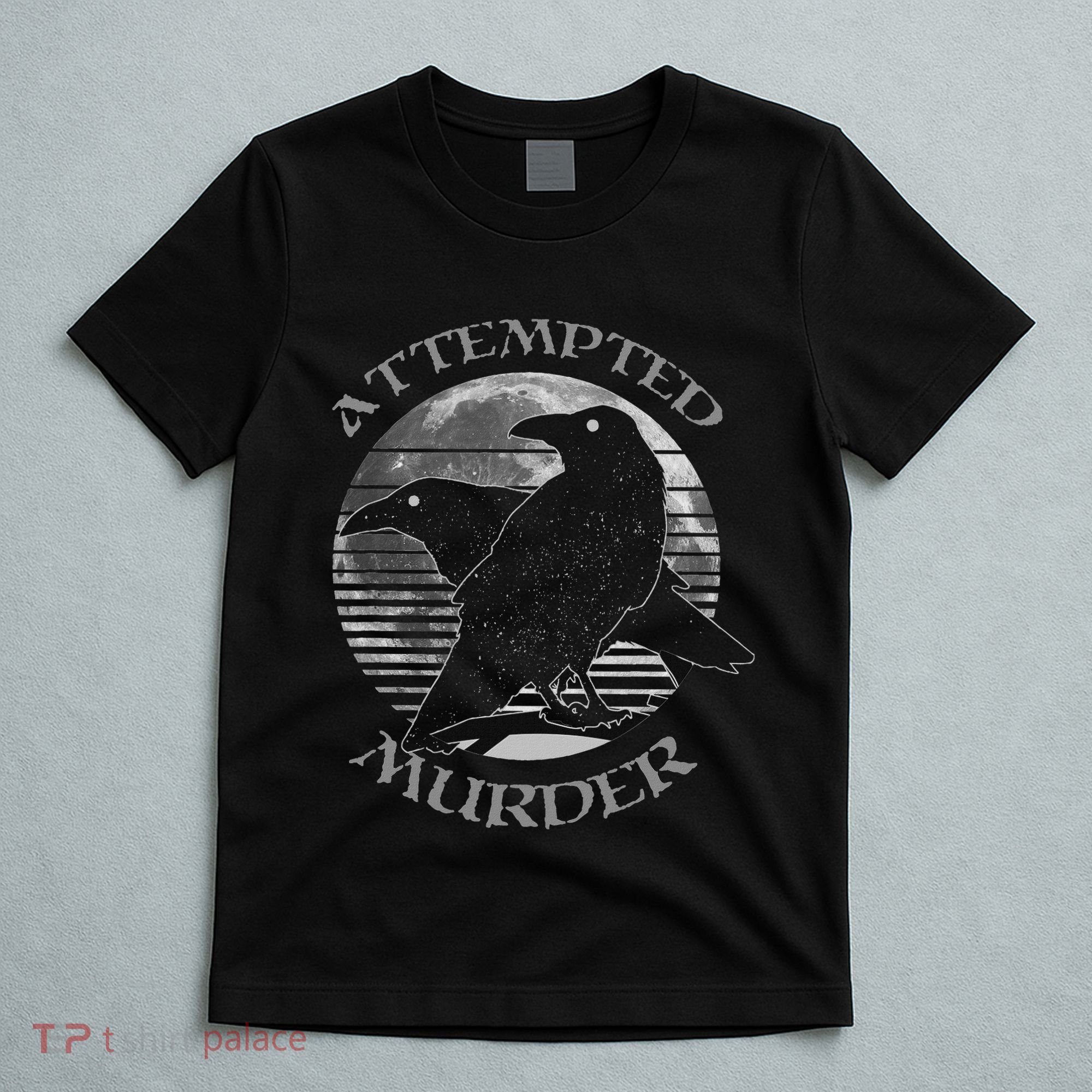 Raven Crow Retro Moon Attempted Murder Wiccan Pagan T-Shirt