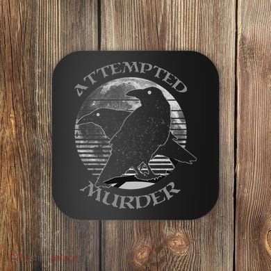 Raven Crow Retro Moon Attempted Murder Wiccan Pagan Coaster