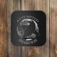 Raven Crow Retro Moon Attempted Murder Wiccan Pagan Coaster thumb 0
