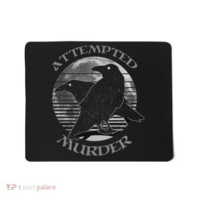 Raven Crow Retro Moon Attempted Murder Wiccan Pagan Mousepad