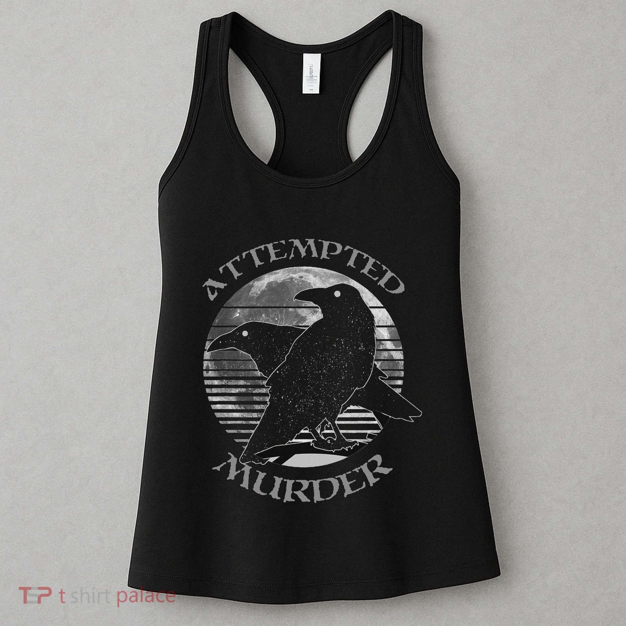 Raven Crow Retro Moon Attempted Murder Wiccan Pagan Women's Tank Top