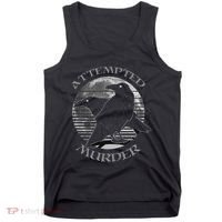 Raven Crow Retro Moon Attempted Murder Wiccan Pagan Tank Top thumb 0