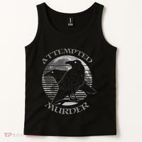 Raven Crow Retro Moon Attempted Murder Wiccan Pagan Tank Top thumb 2