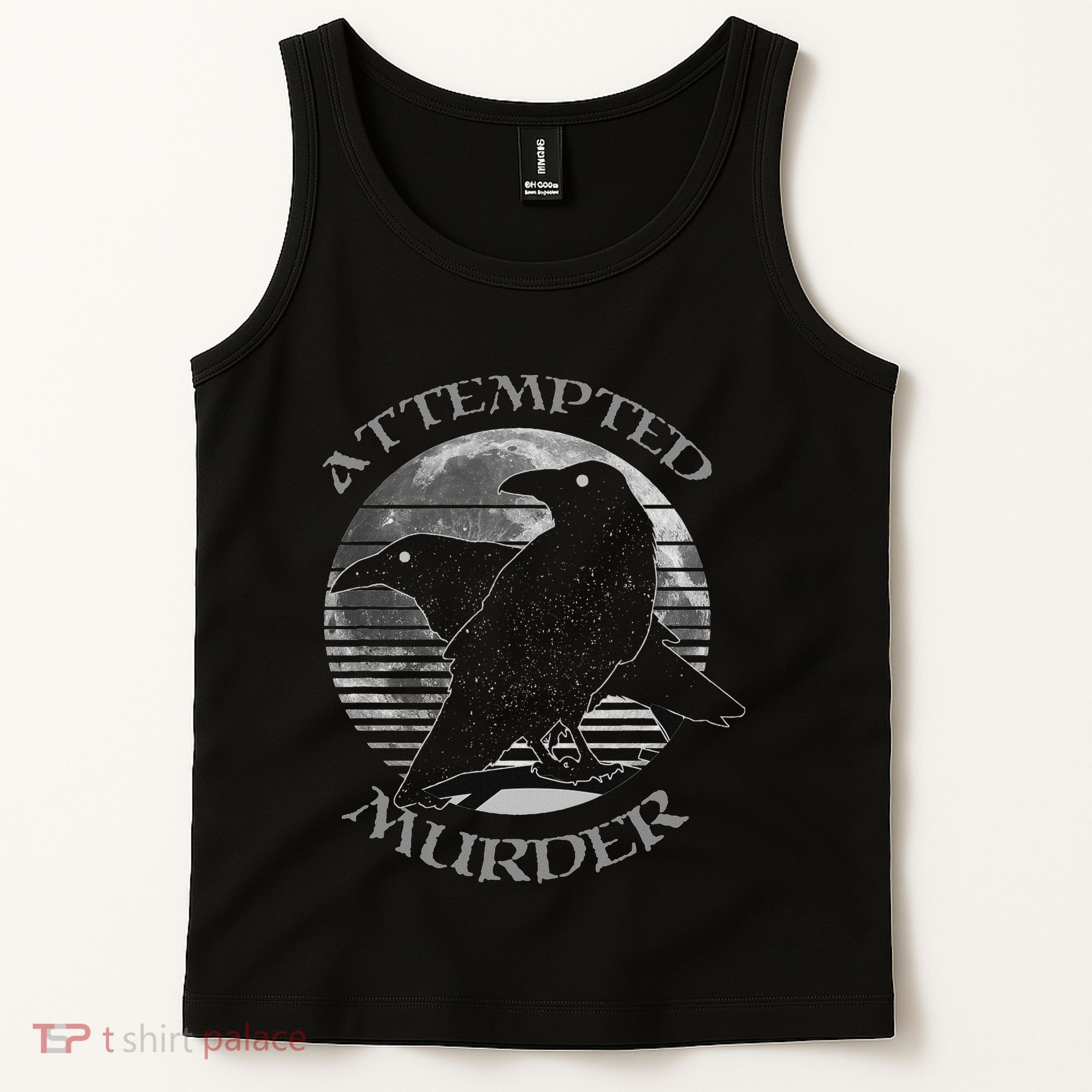 Raven Crow Retro Moon Attempted Murder Wiccan Pagan Tank Top