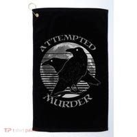 Raven Crow Retro Moon Attempted Murder Wiccan Pagan Golf Towel thumb 0