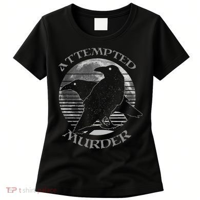 Raven Crow Retro Moon Attempted Murder Wiccan Pagan Women's T-Shirt