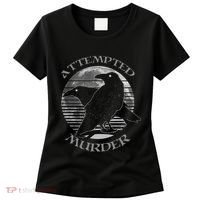 Raven Crow Retro Moon Attempted Murder Wiccan Pagan Women's T-Shirt thumb 0