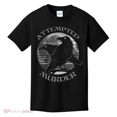 Raven Crow Retro Moon Attempted Murder Wiccan Pagan Kids T-Shirt