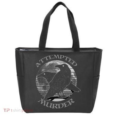 Raven Crow Retro Moon Attempted Murder Wiccan Pagan Tote Bag