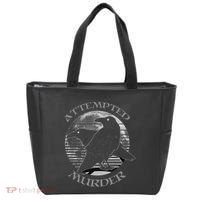 Raven Crow Retro Moon Attempted Murder Wiccan Pagan Tote Bag thumb 0