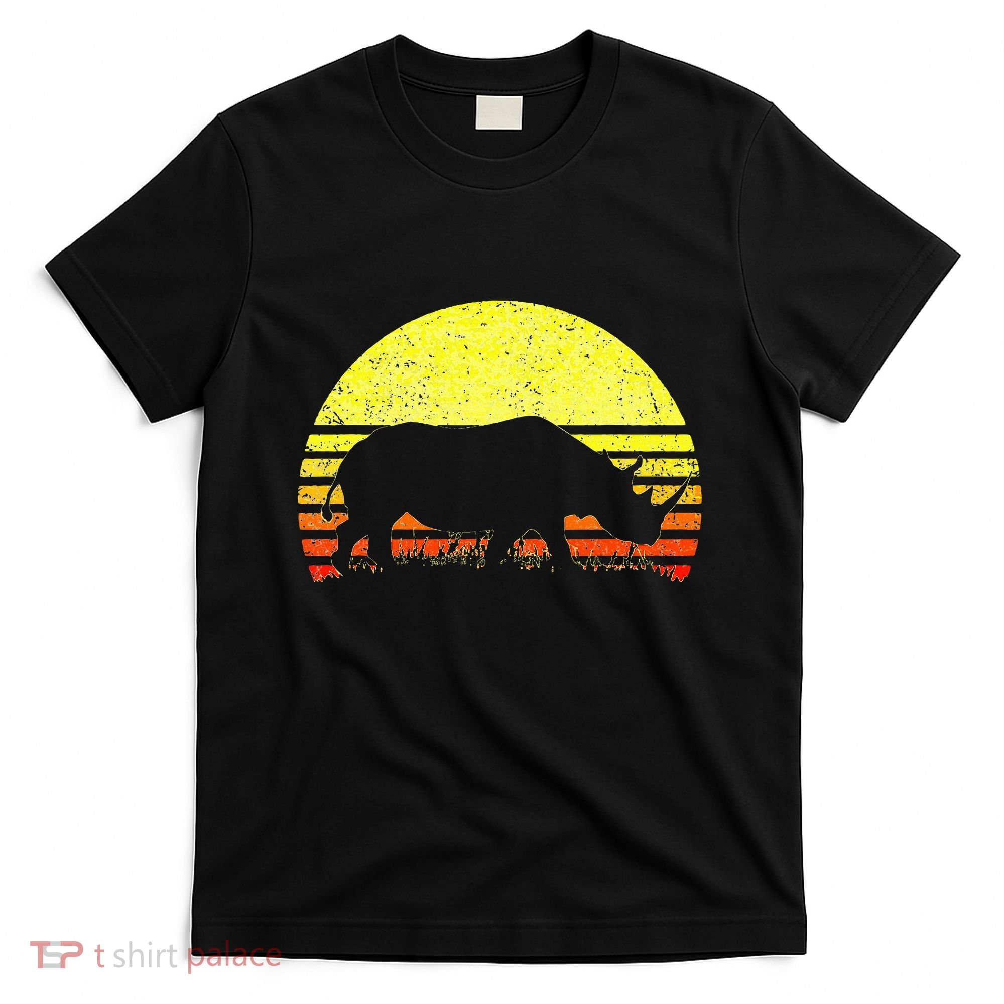 Rhino Cool Rhinoceros African Animals Retro Sunset Vintage T-Shirt