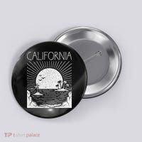 Retro California Rising Sun Palms And Ocean Summer Button thumb 0