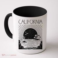 Retro California Rising Sun Palms And Ocean Summer Coffee Mug thumb 0