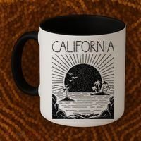Retro California Rising Sun Palms And Ocean Summer Coffee Mug thumb 2