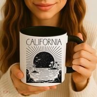 Retro California Rising Sun Palms And Ocean Summer Coffee Mug thumb 3