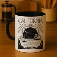 Retro California Rising Sun Palms And Ocean Summer Coffee Mug thumb 4