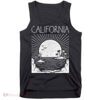 Retro California Rising Sun Palms And Ocean Summer Tank Top thumb 0