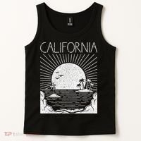 Retro California Rising Sun Palms And Ocean Summer Tank Top thumb 2