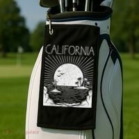 Retro California Rising Sun Palms And Ocean Summer Golf Towel thumb 2