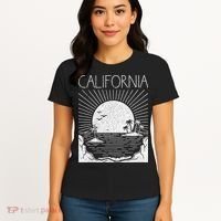 Retro California Rising Sun Palms And Ocean Summer Women's T-Shirt thumb 4