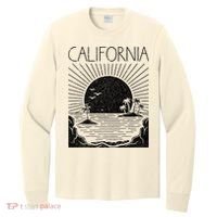 Retro California Rising Sun Palms And Ocean Summer Long Sleeve Shirt thumb 0