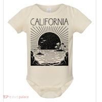 Retro California Rising Sun Palms And Ocean Summer Baby Bodysuit thumb 0