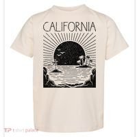 Retro California Rising Sun Palms And Ocean Summer Toddler T-Shirt thumb 0