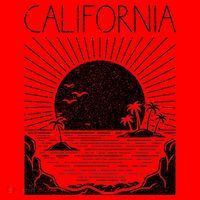 Retro California Rising Sun Palms And Ocean Summer Santa Hat thumb 1