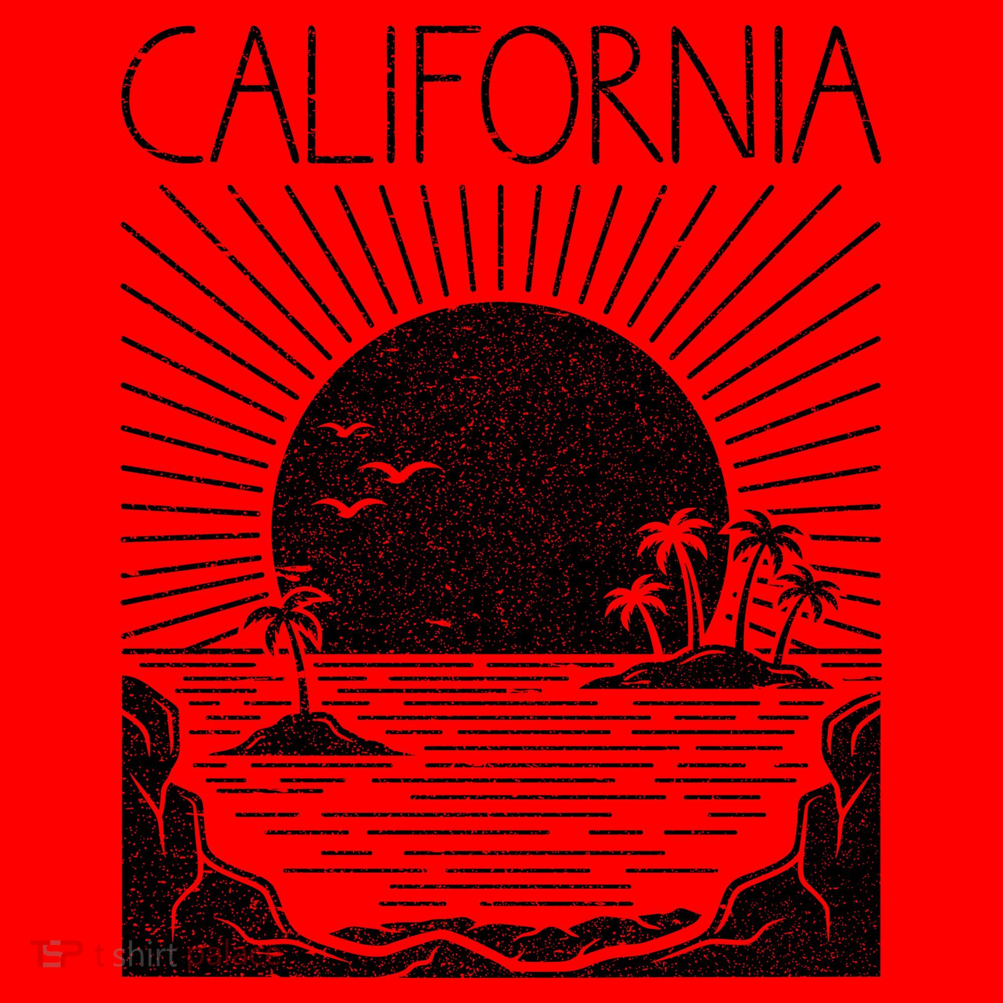 Retro California Rising Sun Palms And Ocean Summer Santa Hat