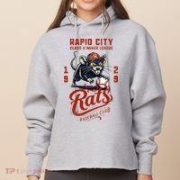 Rapid City Rats Retro Minor League Baseball Team Ladies Heavyweight Boxy Pullover Hoodie thumb 0