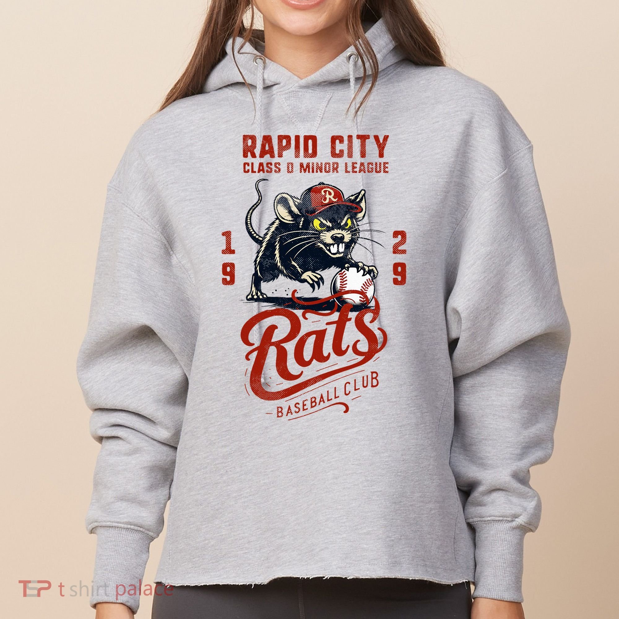 Rapid City Rats Retro Minor League Baseball Team Ladies Heavyweight Boxy Pullover Hoodie