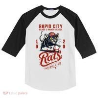 Rapid City Rats Retro Minor League Baseball Team Kids Colorblock Raglan Jersey thumb 0